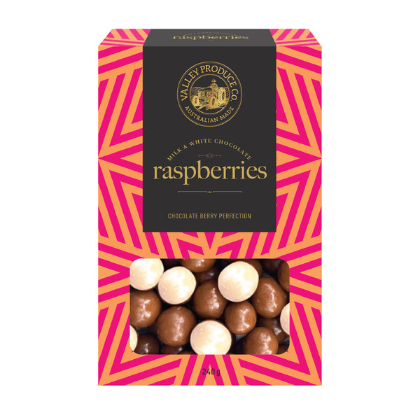 VPC Milk & White Chocolate Rapberries 220g (12)